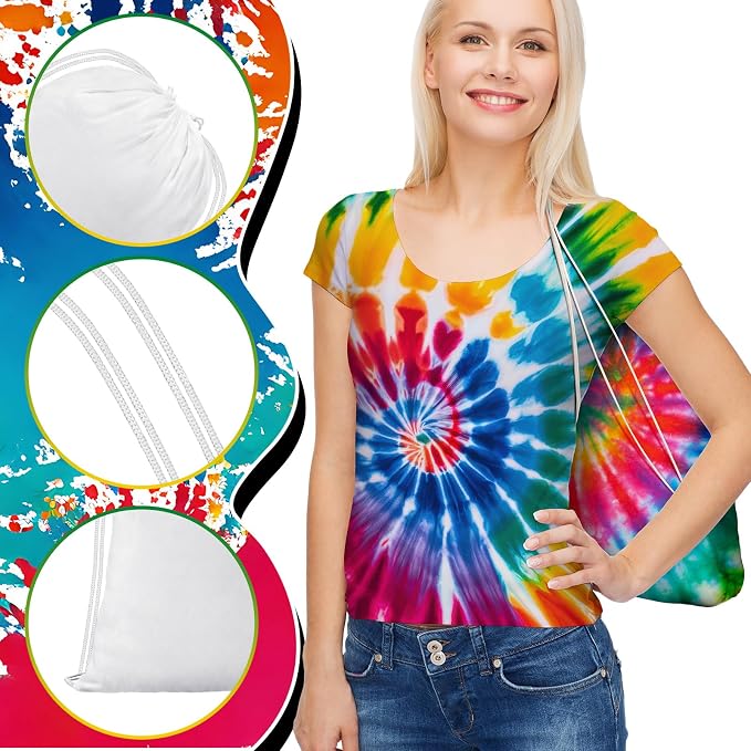Coume 12 Pcs Tie Dye Party Supplies Includes 6 Cotton Drawstring Backpacks 2 - Image 4
