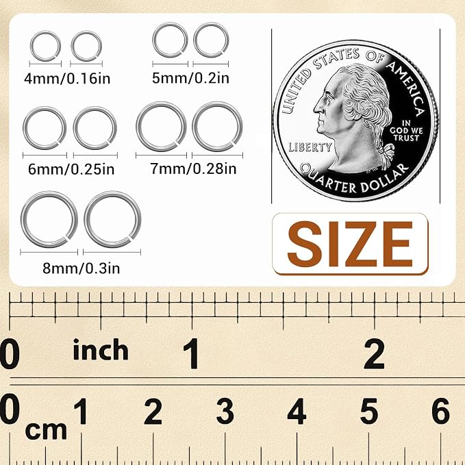 4600 Pcs Jump Rings for Jewelry Making Kit Gold & Silver, Open Rings - Image 2