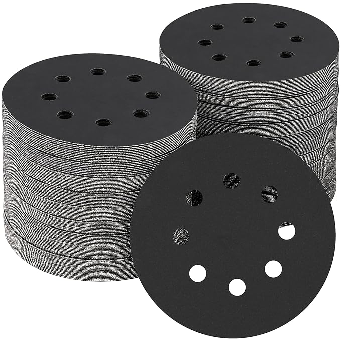 100PCS 5 inch Silicon Carbide Sanding Discs 600 Grit, Wet Dry Orbital 5 Sander Hook and Loop Sandpaper Disc, Best for Metal,Automotive,Wood Polishing
