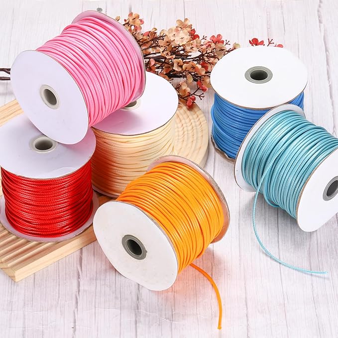 MECCANIXITY Waxed Cord 2.5mm Waxed Polyester Cord 87 Yard Wax String for Bracelet Making, Necklaces, Beading, Jewelry Making and DIY Crafts(Dark Brown)