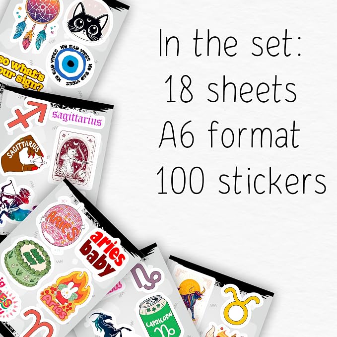 100Pcs Astrology Stickers for Water Bottle, Laptop - Image 2