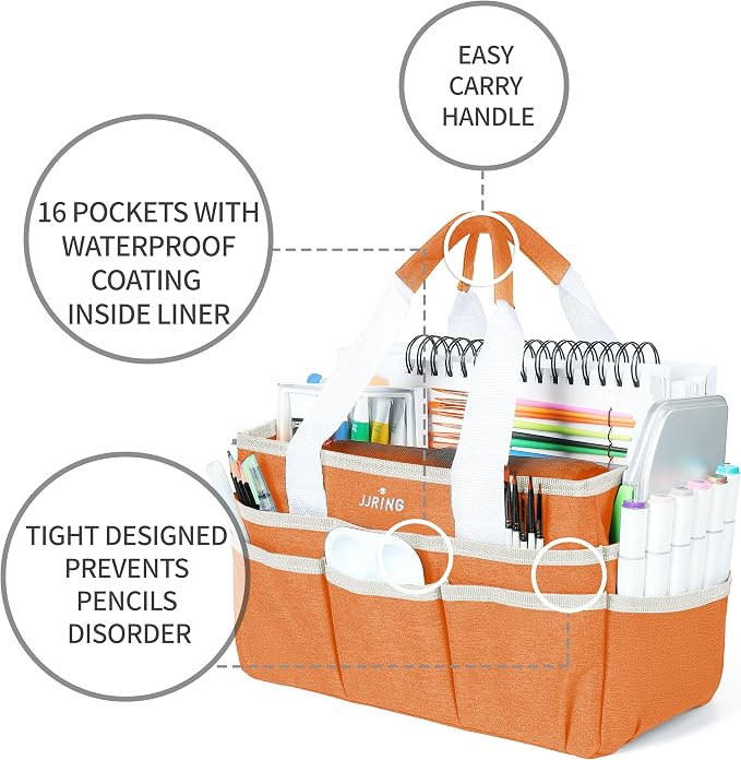 JJRING Craft Organizer Tote Bag, Art Storage Caddy - Image 8