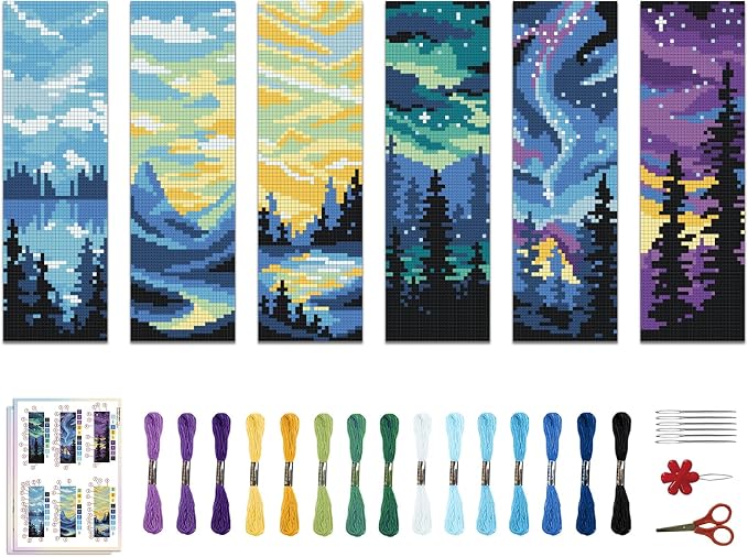 ACRNIGHEET 6PCS Cross Stitch Bookmark Kit by ACRNIGHEET