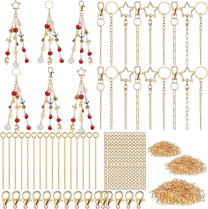 Liliaafar 48 Set Keychain Making Kit Gold Silver Metal Keychain Clips by Unknown