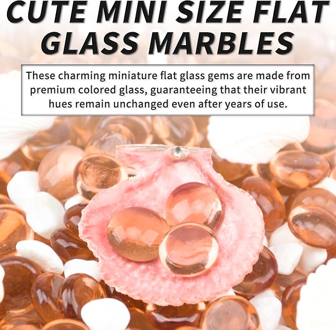 1 LB Pink Flat Glass Beads, 160-180PCS Small Glass Marbles, Mini Flat Round - Image 5