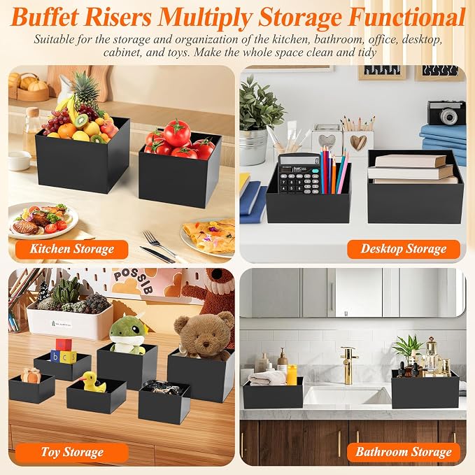 8Pcs Black Acrylic Buffet Risers - Image 5