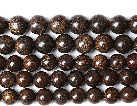 176pcs 4mm Natural Stone Beads Brown Bronzite Gemstone Round Loose Beads for Jewelry Making DIY Bracelet Necklace 32" 2 Strands