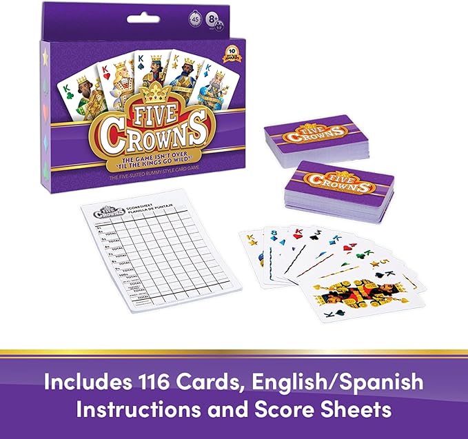 Five Crowns Scorepad – 130 Page Replacement Score Sheet, Card Game Score Card, Tracks 7 Players at Once, Gift for Kids, Birthday Gifts