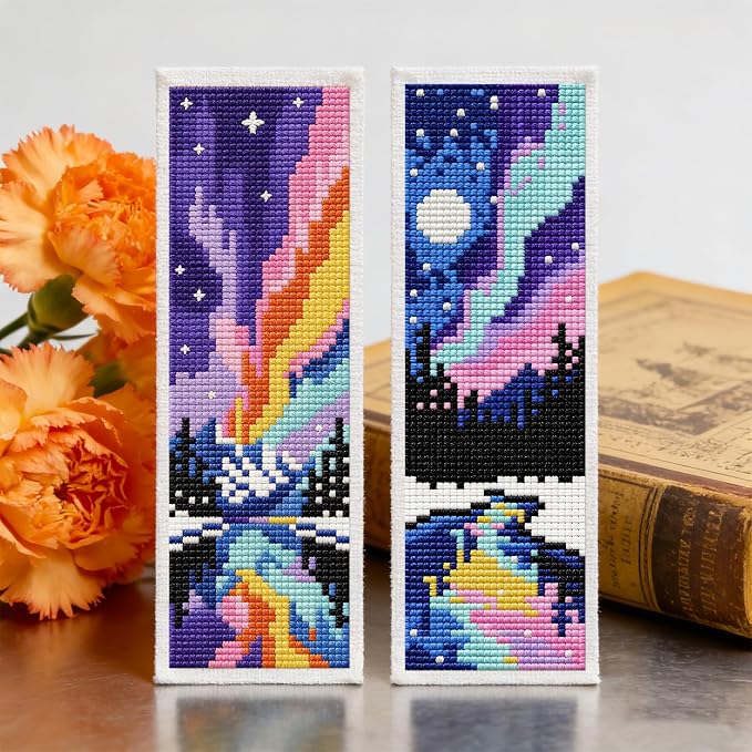 ACRNIGHEET 6PCS Cross Stitch Kits Stamped Cross Stitch Bookmark Kit - Image 5