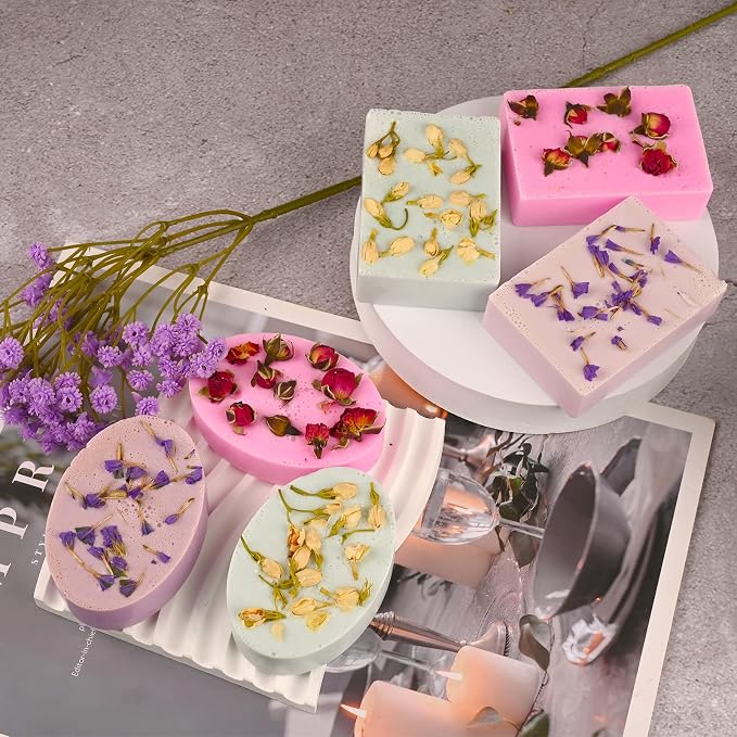 Sakolla 2 Pack 6 Cavity Silicone Soap Molds Rectangle Oval Silicone Molds Loaf - Image 6