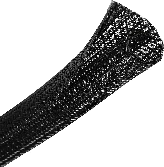 10ft - 3/8 inch Braided Cable Management Sleeve Cord Protector - Self-Wrapping by CrocSee