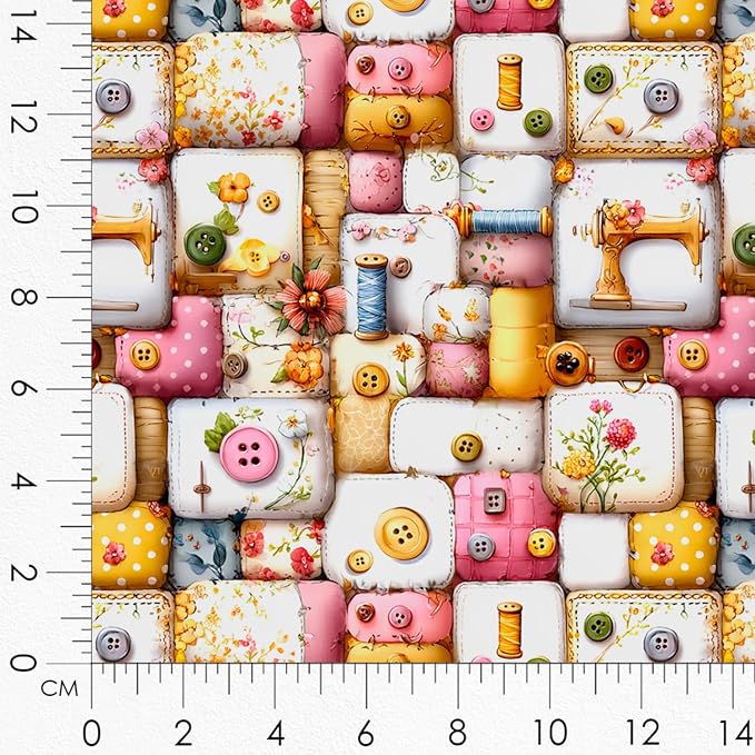 Cotton Fabric Panel – Single Continuous Patchwork Gnome Sewing Panel - Image 5