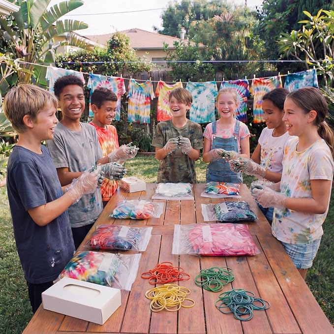 1000 Pcs Rubber Bands Kit for Tie Dye Projects Craft Project Colorful Elastic - Image 7