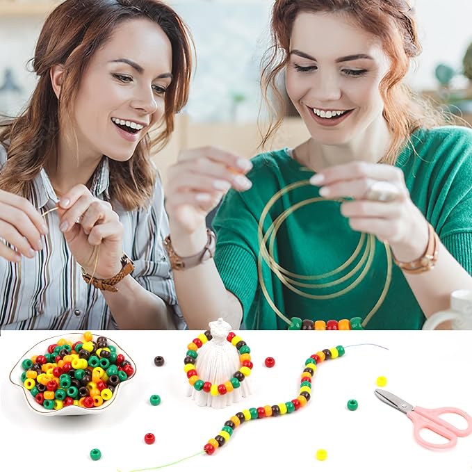 Fall Pony Beads for Friendship Bracelets 1000 Pcs 6x9mm Autumn Thanksgiving - Image 6