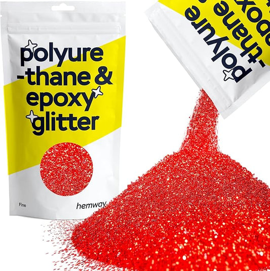 Hemway Polyurethane & Epoxy Resin Glitter 100g / 3.5oz Metallic Crystal Flake Additive for Flooring Jewelry Tumblers Glass Pigment - Fine (1/64" 0.015" 0.4mm) - Red