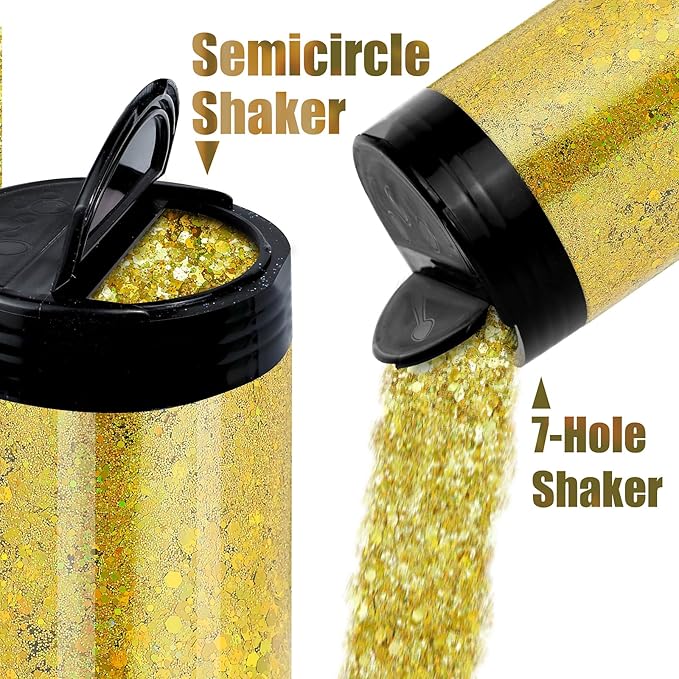 Holographic Chunky Glitter, 5.64oz/160g Craft Glitter Powder Mixed Chunky & Fine Flakes, Iridescent Sequins for Nail Art, Hair, Body, Eye Epoxy Resin, Tumblers, Painting, Festival Decor (Fuchsia)