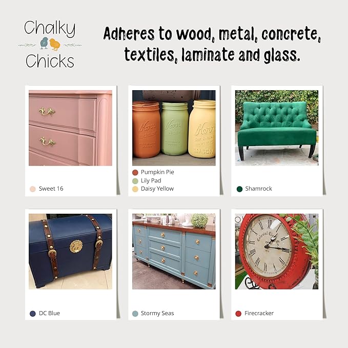 Chalky Chicks All-in-One Chalk Paint for Furniture or Cabinet - 4 Fl Oz - Matte Finish Riptide (Green Blue) for Metal, Wood Furniture Paint - No Sanding All-in-One for Home Decor & Crafts, USA Made