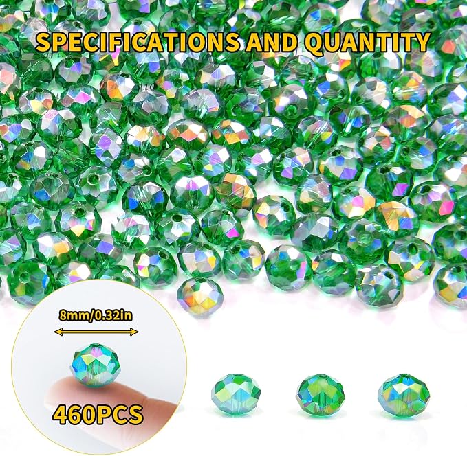 460Pcs 8mm Crystal Glass Beads for Jewelry Making Beads for Bracelets Necklace - Image 2