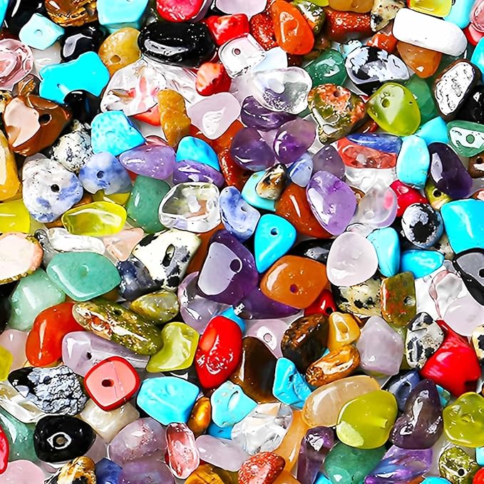 200pcs Natural Chip Stone Beads Gemstone Healing Crystal Loose Rocks Bead | by Shemboli