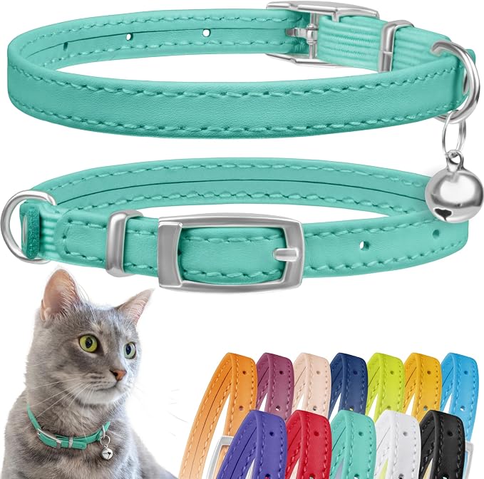 CollarDirect Leather Cat Collar, Cat Safety Collar by CollarDirect