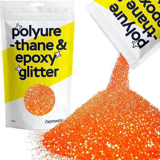 Hemway Polyurethane & Epoxy Resin Glitter 100g / 3.5oz Metallic Crystal Flake Additive for Flooring Jewelry Tumblers Glass Pigment - Fine (1/64" 0.015" 0.4mm) - Fluorescent Peach