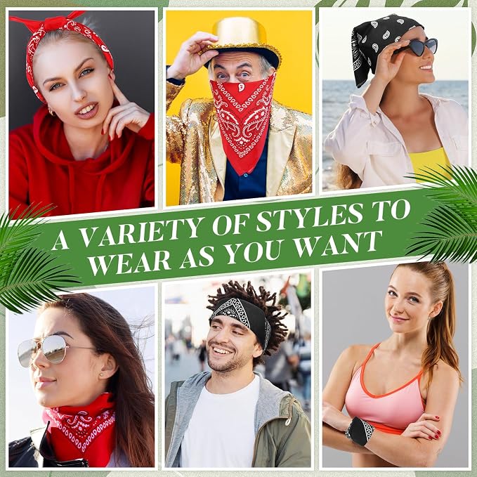 100 Pack Bandanas Unisex Paisley Bandanas Bulk Multi Purpose Cowboy Head Wrap - Image 6