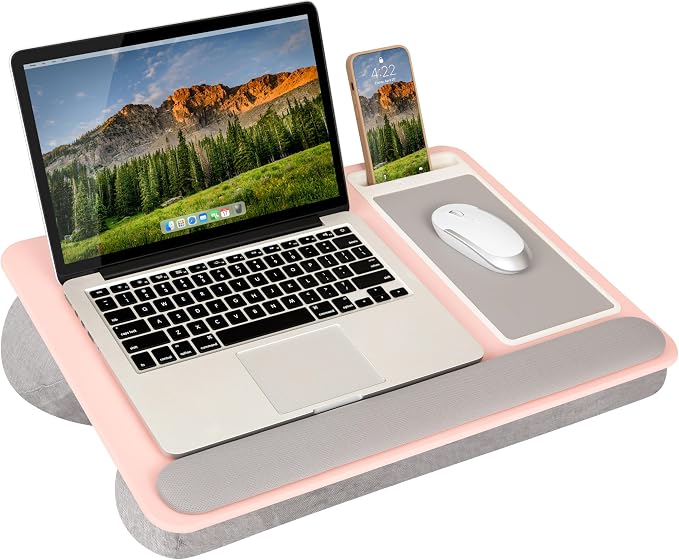 LAPGEAR Home Office Pro Lap Desk – Pink, Fits 15.6” Laptops by LapGear
