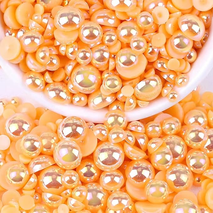 2000PCS AB Color Imitation Half Round Pearls Bead Loose Beads Gems, Mixed Sizes by UYTRDVG