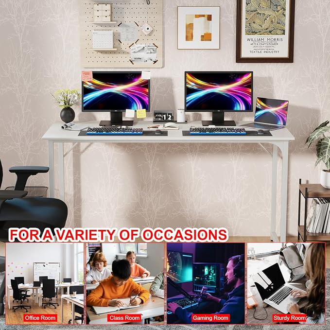 PayLessHere | 55 Inch Computer Desk | White | Office Desk - Image 7