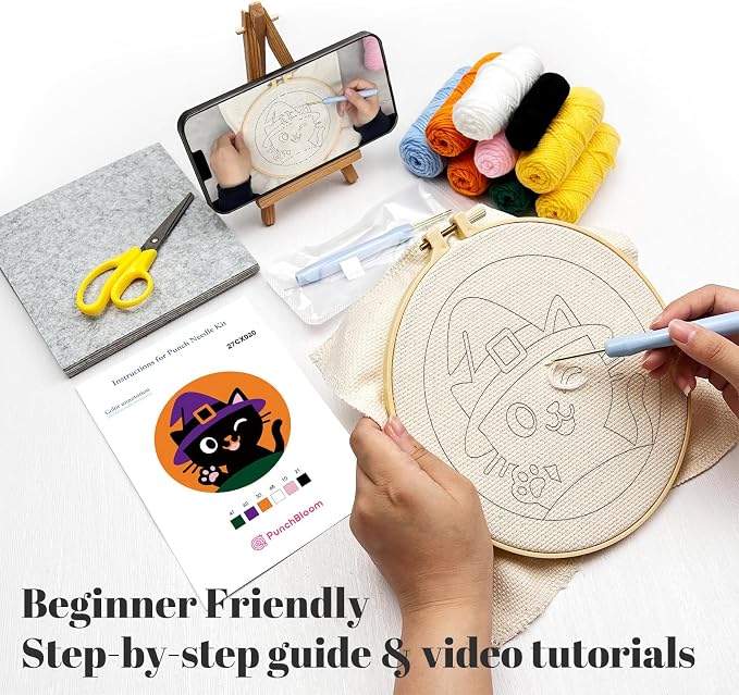 Halloween Punch Needle Kit for Adult Beginner, Easy Punch Embroidery Starter Set - Image 4
