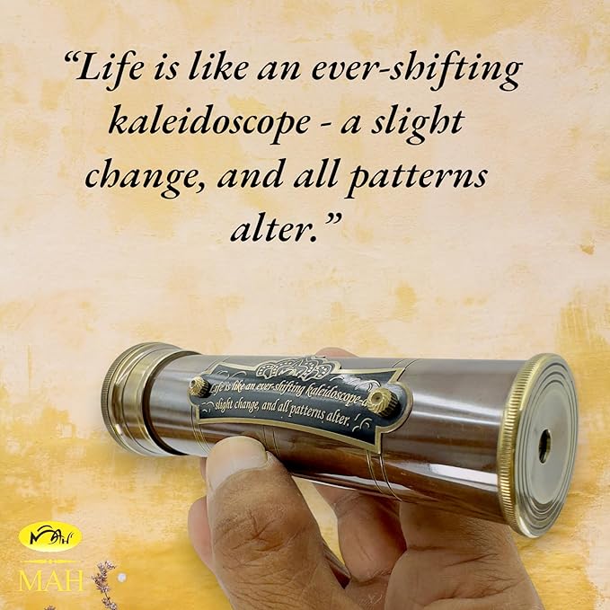 Handcrafted Brass Kaleidoscope – Vintage Nautical Collectible Gift for Kids, Teens & Adults – Sentimental Keepsake with Greeting Card – Educational Toy & Home Décor Accent – Timeless Pattern Design