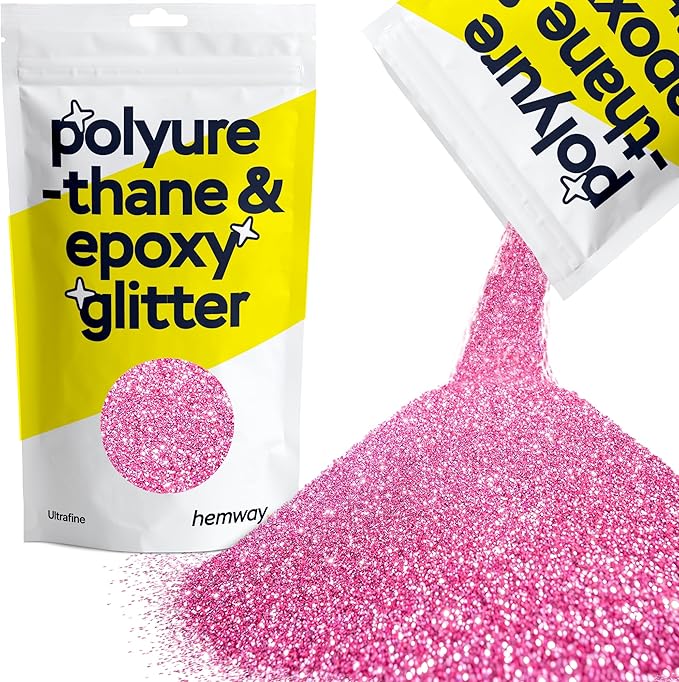 Hemway Polyurethane & Epoxy Glitter Metallic Crystal Flake Additive for Flooring, Jewellery Making, Tumblers and Resin 100g / 3.5oz - Ultrafine (1/128" 0.008" 0.2mm) - Rose Pink