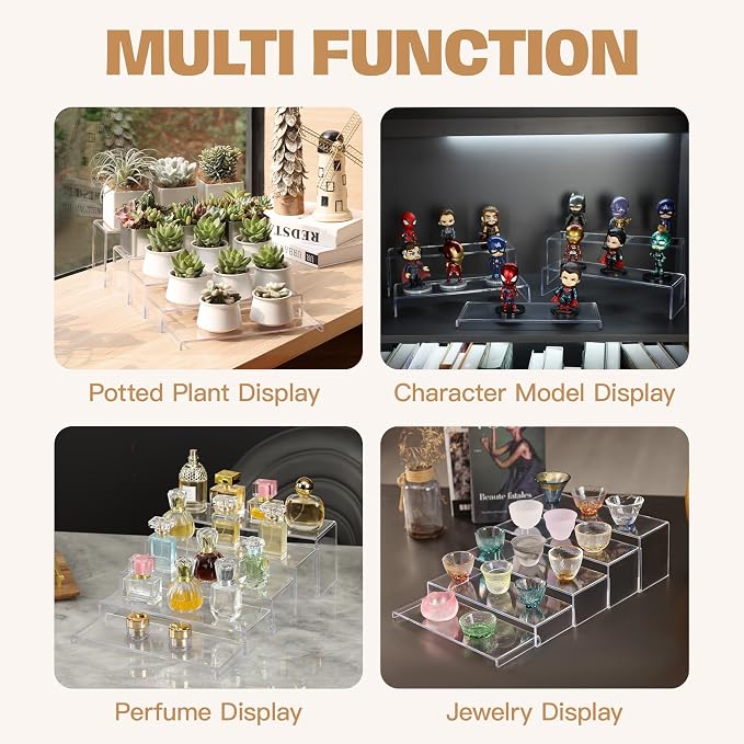 Goabroa 10 Pcs 12" Large Display Risers, 2 Sets Rectangular Clear Display - Image 2