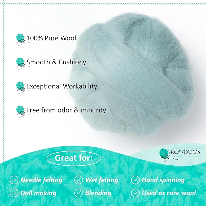 Kondoos Natural Wool roving, 2 OZ. Best Wool - Image 5