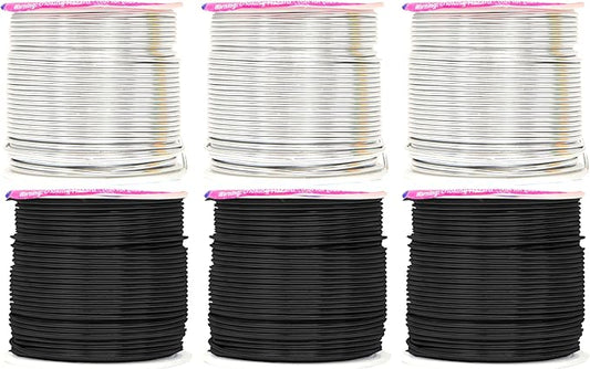 Mandala Crafts 16 Gauge Anodized Aluminum Craft Wire for Jewelry Making – 390 FT Colored Flexible Silver Black Wire - Bendable for Bonsai Armature Crafting Sculpting