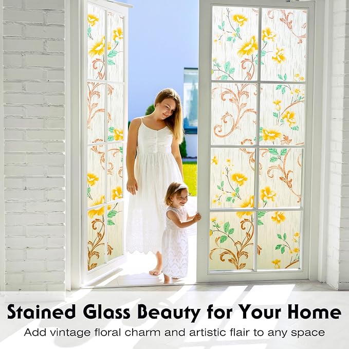 Volcanics Stained Glass Window Film, Frosted Glass Window Privacy Film - Image 3