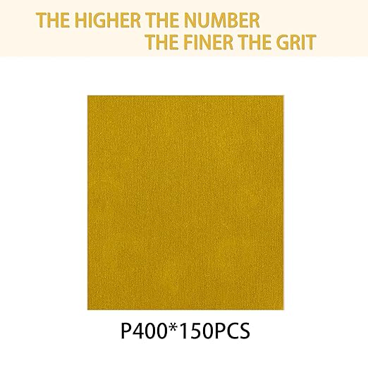 150PCS 400 Grit Gold Sanding Discs, 5-Inch 8-Hole Sandpaper for Random Orbital Sander, for Automotive or Woodworking