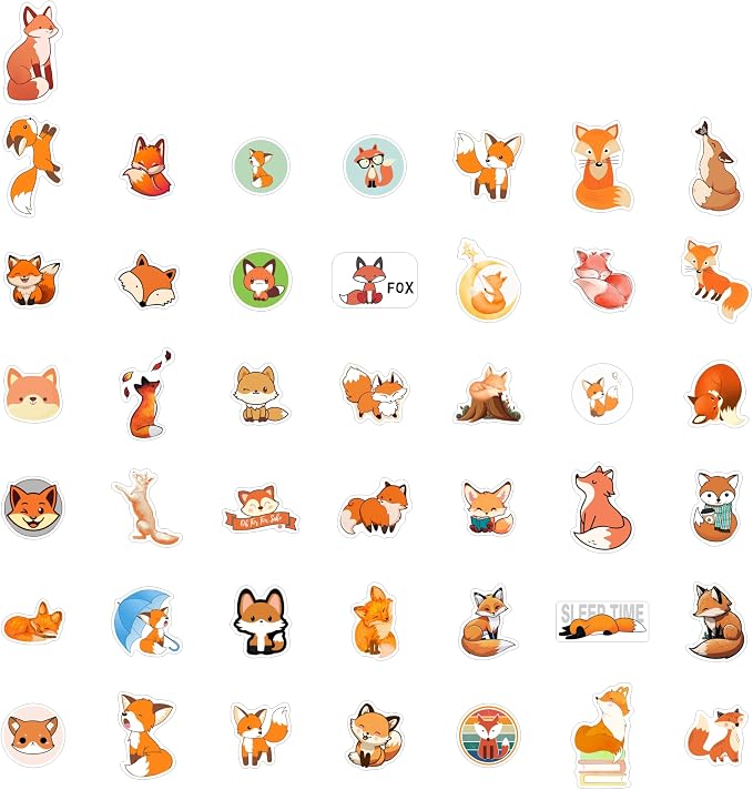 BulbaCraft Fox Stickers for Water Bottle and Laptop - Image 4