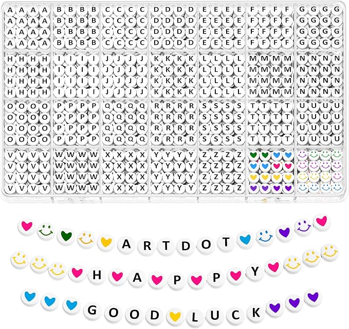 ARTDOT 1400 PCS Letter Beads for Jewelry Making Kit, 28 Styles Alphabet Beads by ARTDOT