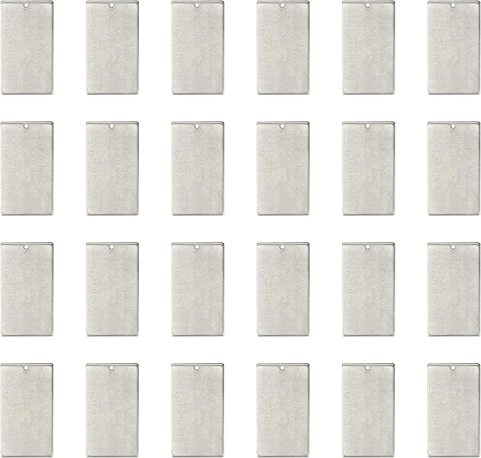 ImpressArt - Premium Metal Stamping Rectangle Blanks for Metal Stamping and Jewelry Making (24 Pack) (11/16" x 1 1/4" Rectangle w/Hole, Aluminum)