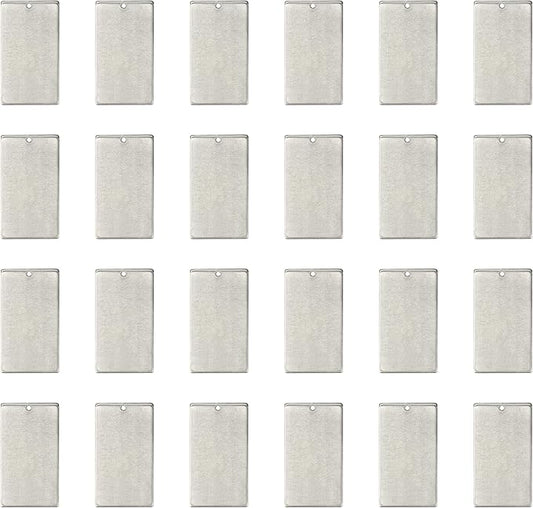 ImpressArt - Premium Metal Stamping Rectangle Blanks for Metal Stamping and Jewelry Making (24 Pack) (11/16" x 1 1/4" Rectangle w/Hole, Aluminum)
