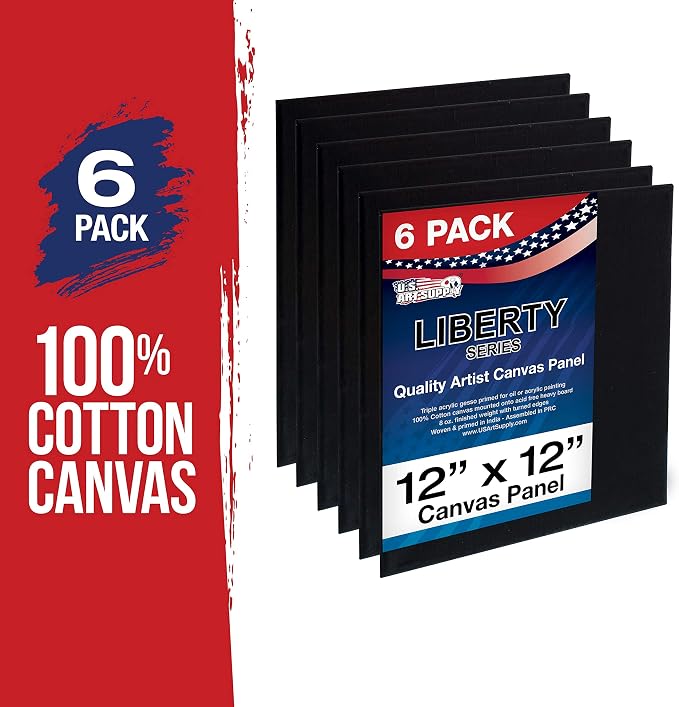 U.S. Art Supply 12 X 12 Inch Black Art Canvas Board Panels 6 Pack - Image 2