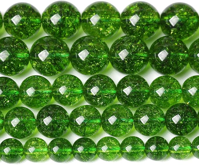 10MM Green Peridot Crystal Quartz Beads Natural Gemstone Beads Round Loose Beads for Jewelry and Bracelets Making 72pcs 2 Strands 32"