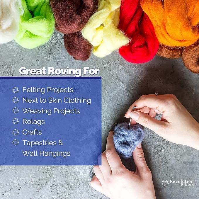Revolution Fibers Merino Wool Roving | Premium Combed Wool Top | 22 Micron - Image 4