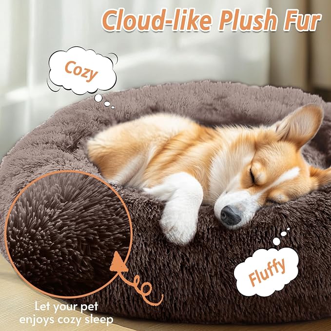 JOLLYVOGUE Calming Dog Bed Large Size Dog, Anti-Anxiety Donut Large Pet Bed - Image 2