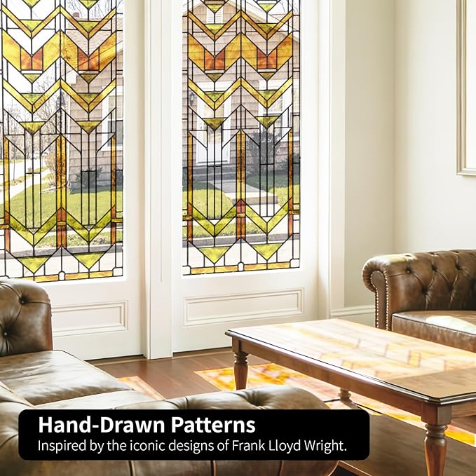 Faux Stained Glass Effect Transparent Window Film, Decorative Window Cling - Image 4