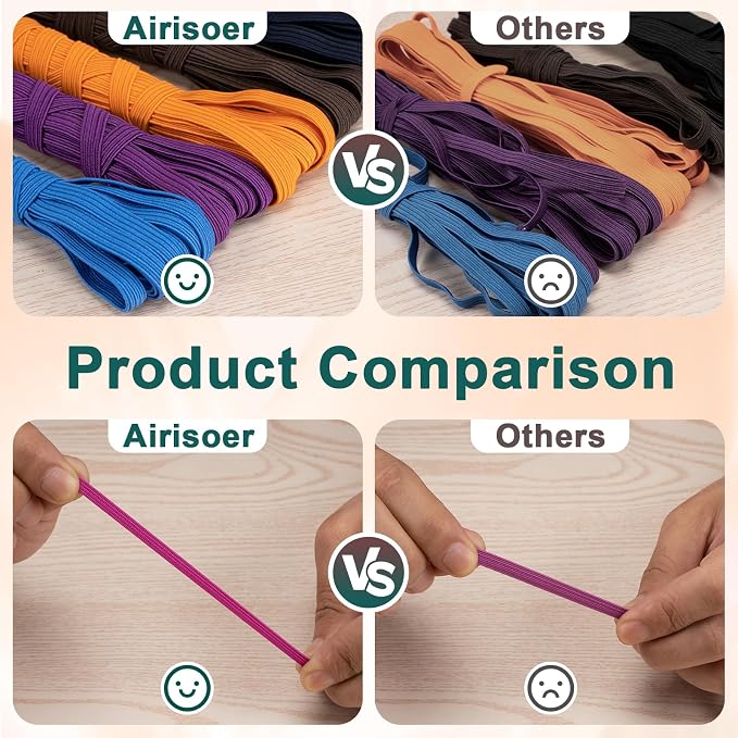 Airisoer 12 Rolls 1/4 Inch Elastic Band - Image 4