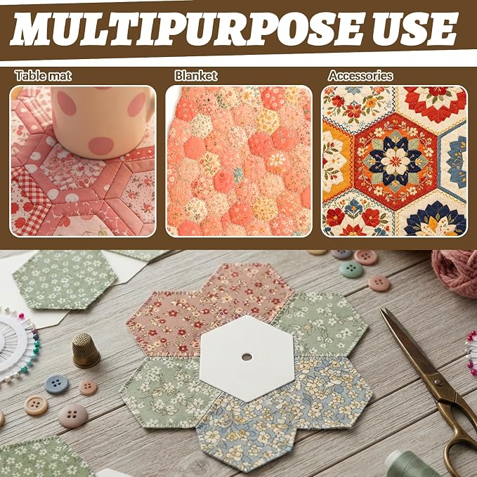200 PCS Paper Piecing 2", Hexagon Quilting Templates - Image 5