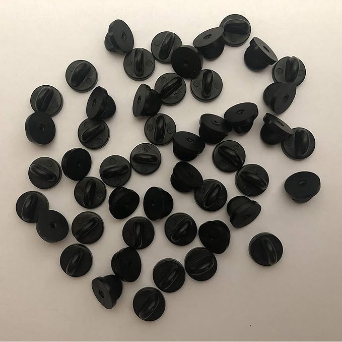 50pcs Rubber Pin Backs PVC Butterfly Clutch Enamel Lapel Pin Backings Cap Keepers Replacement for Uniform Badges Comfort Fit Tie Tack Pins Backing Holder Clasp, Black