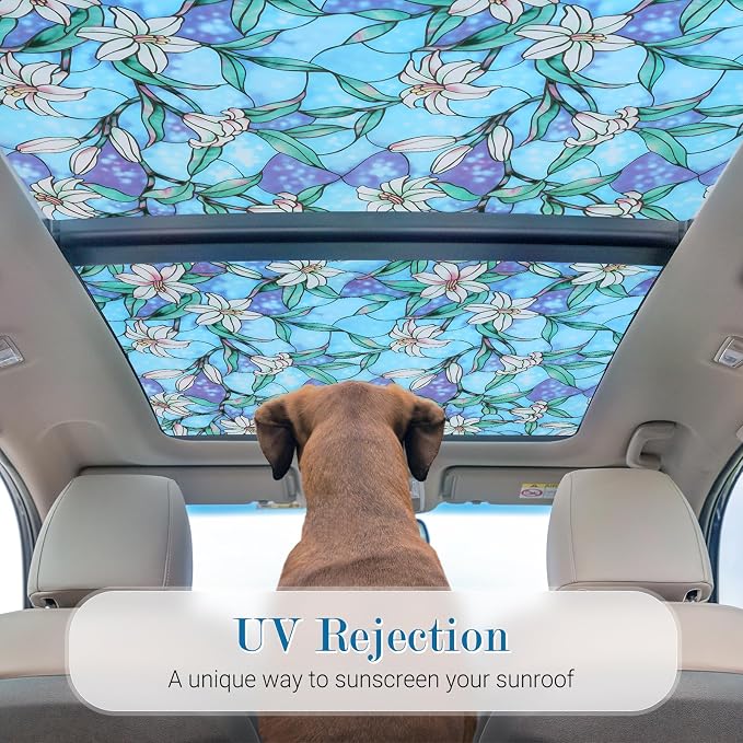 rabbitgoo Stained Glass Window Privacy Film, 17.5" X 157.4" | Anti UV Heat - Image 3